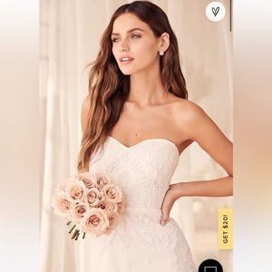 RARE Lulu’s Thinking About Love White Sequin Strapless Mermaid Maxi Dress